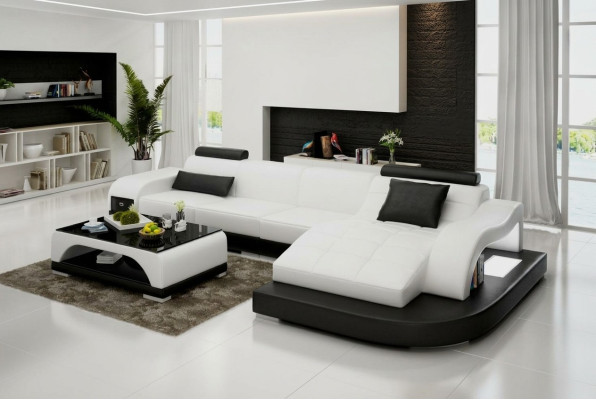 Skórzana sofa z USB Żywy krajobraz Narożnikowa kanapa Narożnik Ustaw Design Modern Sofa G8009D