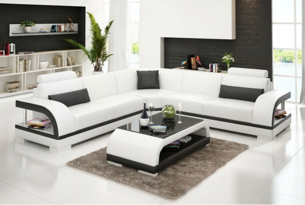 Skórzana sofa na USB, Żywy krajobraz Narożnikowa kanapa Narożnik Ustaw Design Modern Sofa G8011B