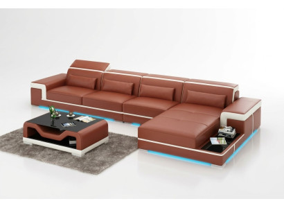 Skórzana sofa USB Żywy krajobraz Narożnikowa kanapa Narożnik Ustaw Design Modern Sofa Couch Nowość
