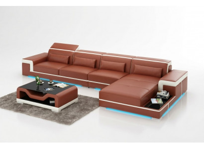 Skórzana sofa USB Żywy krajobraz Narożnikowa kanapa Narożnik Ustaw Design Modern Sofa Couch Nowość