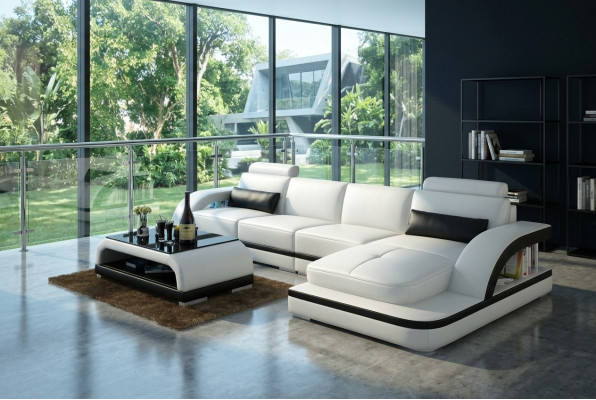 Skórzana sofa na USB, Żywy krajobraz Narożnikowa kanapa Narożnik Ustaw Design Modern Sofa G8011C