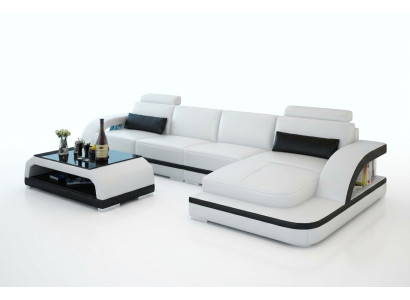 Skórzana sofa na USB, Żywy krajobraz Narożnikowa kanapa Narożnik Ustaw Design Modern Sofa G8011C
