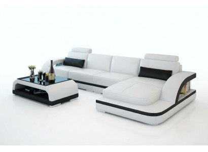 Skórzana sofa na USB, Żywy krajobraz Narożnikowa kanapa Narożnik Ustaw Design Modern Sofa G8011C