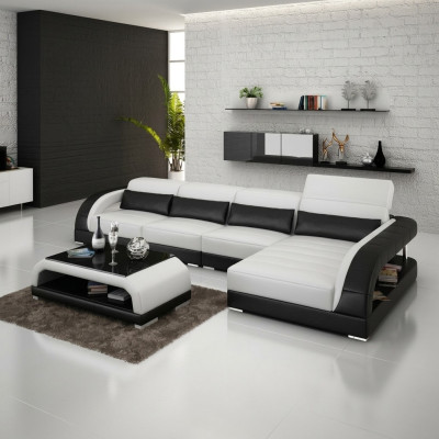 Skórzana sofa z USB,Żywy krajobrazu Narożnikowa kanapa Narożnik Ustaw Design Nowoczesna Sofa G8016C