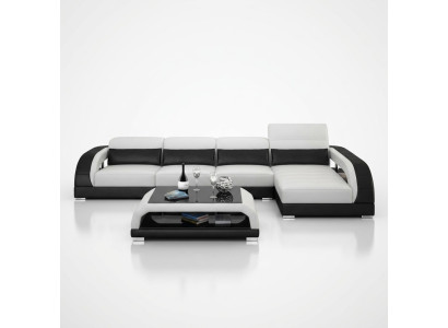 Skórzana sofa z USB,Żywy krajobrazu Narożnikowa kanapa Narożnik Ustaw Design Nowoczesna Sofa G8016C