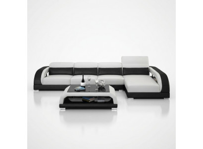 Skórzana sofa z USB,Żywy krajobrazu Narożnikowa kanapa Narożnik Ustaw Design Nowoczesna Sofa G8016C