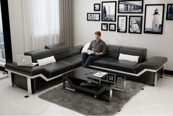 Sofa skórzana USB Żywy krajobraz Narożnikowa kanapa Narożnik Ustaw Design Sofa Couch K5007B Nowość