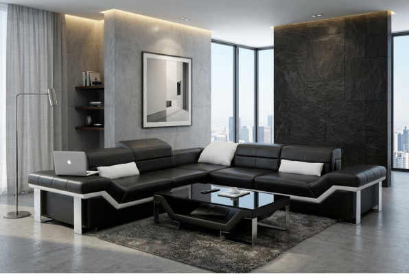 Sofa skórzana USB Żywy krajobraz Narożnikowa kanapa Narożnik Ustaw Design Sofa Couch K5007B Nowość