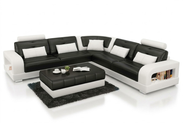 Sofa skórzana USB Żywy krajobraz Narożnikowa kanapa Narożnik Ustaw Design Sofa Couch L6008B Nowość