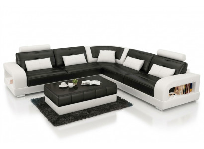 Sofa skórzana USB Żywy krajobraz Narożnikowa kanapa Narożnik Ustaw Design Sofa Couch L6008B Nowość