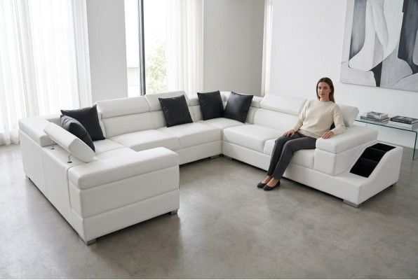 Sofa skórzana USB Żywy krajobraz Narożnikowa kanapa Narożnik Ustaw Design Sofa Couch Nowość