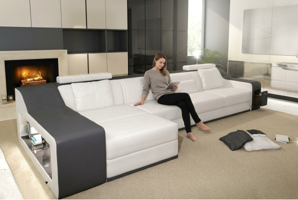 Skórzana sofa z USB Żywy krajobraz Narożnikowa kanapa Narożnik Ustaw Design Modern Sofa B2017B