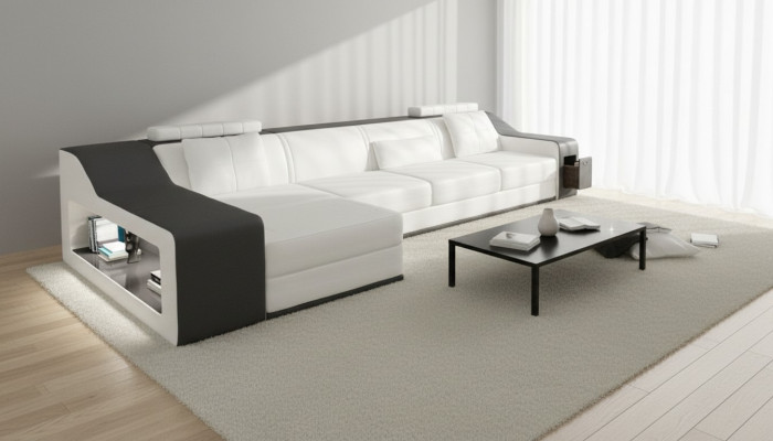 Skórzana sofa z USB Żywy krajobraz Narożnikowa kanapa Narożnik Ustaw Design Modern Sofa B2017B