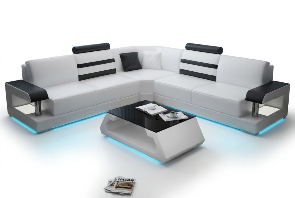 Skóra Salon Obcios Zestaw kanap Sofy Kanapy Zestaw sofowy 3+2+1 z USB