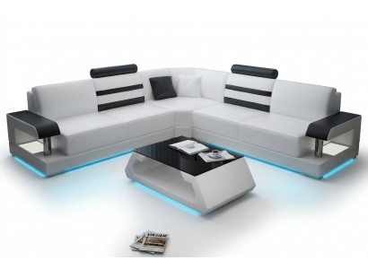 Skóra Salon Obcios Zestaw kanap Sofy Kanapy Zestaw sofowy 3+2+1 z USB
