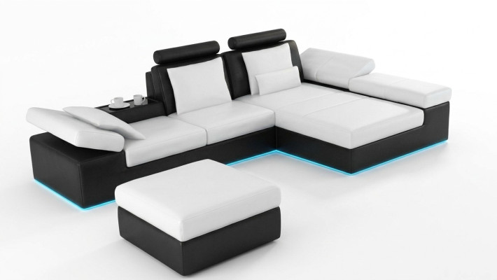 Skórzana sofa sofa z USB Żywy krajobraz Narożnikowa kanapa Ustaw Design Modern Sofa K5014C