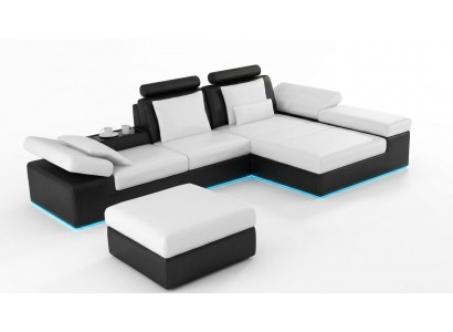 Skórzana sofa sofa z USB Żywy krajobraz Narożnikowa kanapa Ustaw Design Modern Sofa K5014C