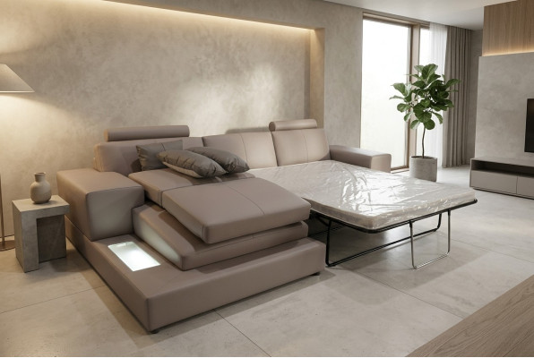 Skóra Couch Żywy krajobraz Ustawić Design Nowoczesna sofa na USB, Kanapy do spania