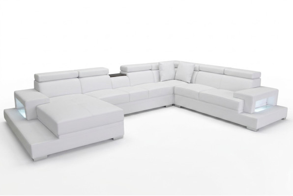 Skóra Podkładka Siedziba Pokój Narożnik Living Sofa Kanapa XXL Designer Ustawić Sofy +USB