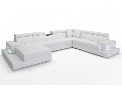 Skóra Podkładka Siedziba Pokój Narożnik Living Sofa Kanapa XXL Designer Ustawić Sofy +USB