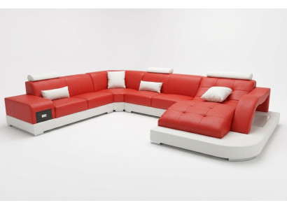 Skóra Narożnik Sofa Narożnik Żywy krajobraz Ustaw Design Nowoczesna Kanapa Nowe Sofy USB Nowość