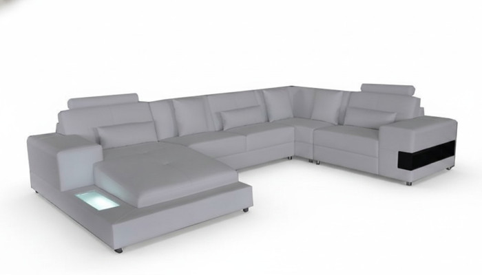 Skórzana Sofa Kanapa Żywy krajobraz Narożnik Ustawić Design Nowoczesna Sofa Kształt U z USB