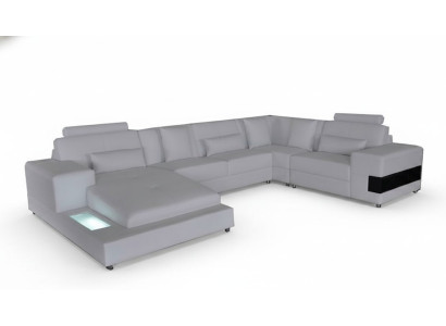 Skórzana Sofa Kanapa Żywy krajobraz Narożnik Ustawić Design Nowoczesna Sofa Kształt U z USB