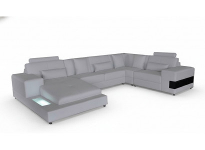Skórzana Sofa Kanapa Żywy krajobraz Narożnik Ustawić Design Nowoczesna Sofa Kształt U z USB