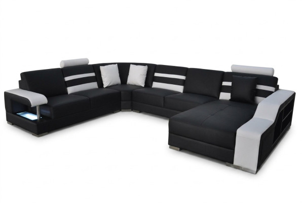 Narożnik Sofa z USB Podkładka Siedziba Skóra Kanapa Sofy Kanapy Ustawić Żywy krajobraz