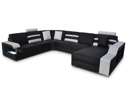 Narożnik Sofa z USB Podkładka Siedziba Skóra Kanapa Sofy Kanapy Ustawić Żywy krajobraz