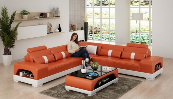 Nowoczesny Zestaw narożny Narożnik kanapa Żywy krajobraz L kształt XXL sofa z USB Nowość