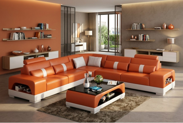 Nowoczesny Zestaw narożny Narożnik kanapa Żywy krajobraz L kształt XXL sofa z USB Nowość