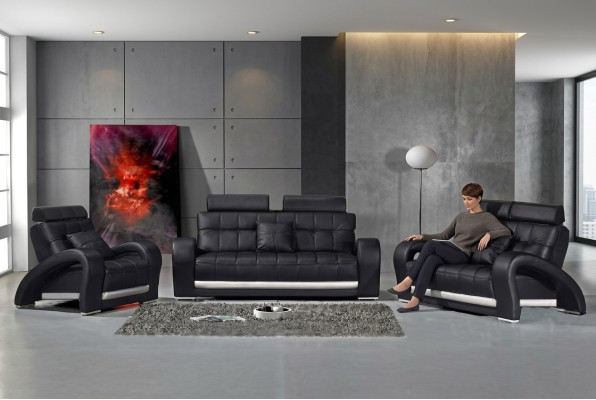 Skórzana sofa na USB Żywy krajobraz 3+2+1 miejsce do siedzenia Ustawić Design Nowoczesna Sofa B2023