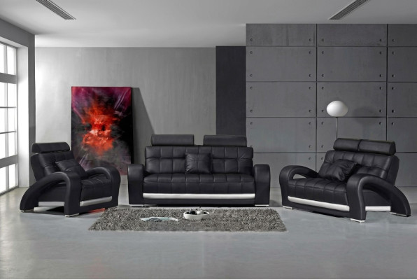 Skórzana sofa na USB Żywy krajobraz 3+2+1 miejsce do siedzenia Ustawić Design Nowoczesna Sofa B2023