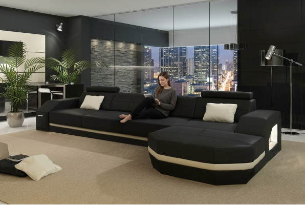 Skórzana sofa z USB Żywy krajobraz Narożnikowa kanapa Narożnik Ustaw Design Modern Sofa C4011C