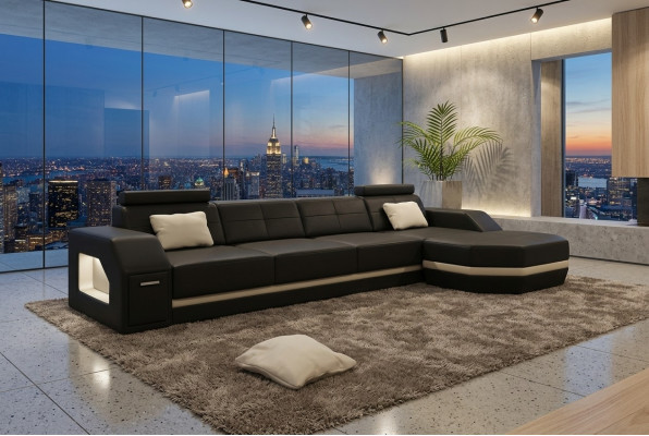 Skórzana sofa z USB Żywy krajobraz Narożnikowa kanapa Narożnik Ustaw Design Modern Sofa C4011C
