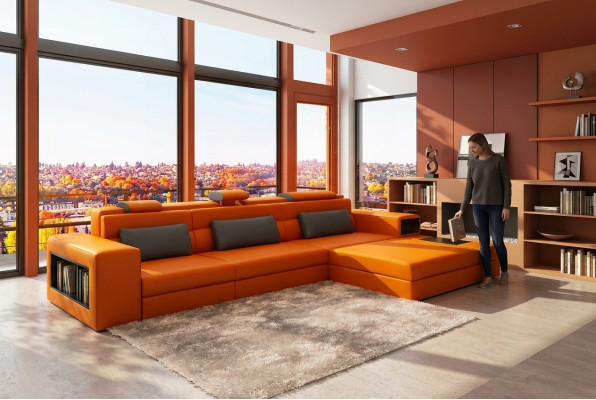 Skórzana sofa z USB Żywy krajobraz Narożnikowa kanapa Narożnik Ustaw Design Modern Sofa B2006B