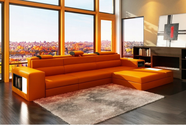 Skórzana sofa z USB Żywy krajobraz Narożnikowa kanapa Narożnik Ustaw Design Modern Sofa B2006B
