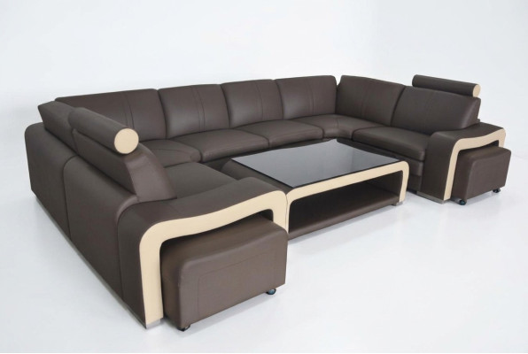 Skórzana sofa z USB Żywy krajobraz Narożnikowa kanapa Narożnik Ustaw Design Modern Sofa