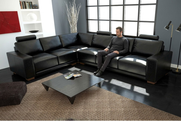Skórzana sofa z USB Żywy krajobraz Narożnikowa kanapa Narożnik Ustaw Design Modern Sofa A1121B