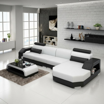 Sofa skórzana + USB Żywy krajobraz Narożnikowa kanapa Narożnik Ustaw Design Couch Sofa Nowość G8001C