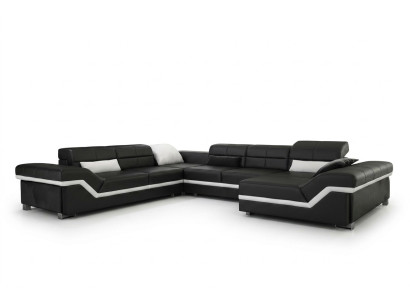 Skórzana sofa kanapa Żywy krajobraz Narożnik kanapa Narożnik Ustaw Design Nowoczesna Sofa z USB