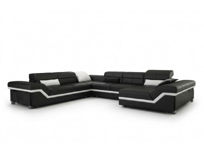 Skórzana sofa kanapa Żywy krajobraz Narożnik kanapa Narożnik Ustaw Design Nowoczesna Sofa z USB