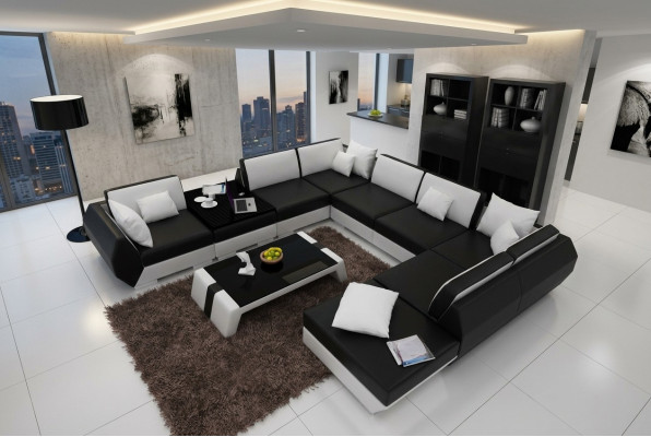 XXL Żywy krajobraz Skórzana Sofa Design Podkładka Ustawić Kanapa Narożnikowa kanapa Duża Sofa +USB