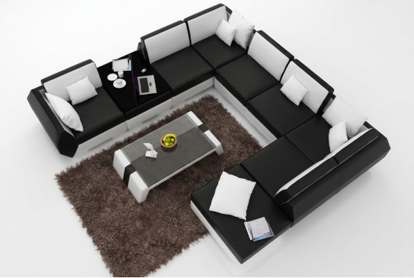 XXL Żywy krajobraz Skórzana Sofa Design Podkładka Ustawić Kanapa Narożnikowa kanapa Duża Sofa +USB