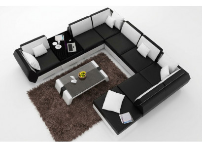 XXL Żywy krajobraz Skórzana Sofa Design Podkładka Ustawić Kanapa Narożnikowa kanapa Duża Sofa +USB