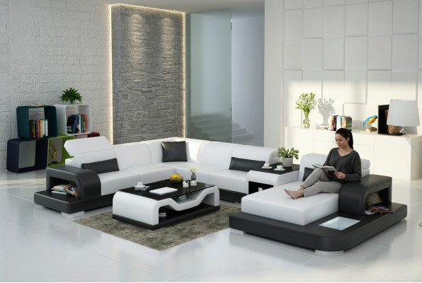 Narożnikowa kanapa Sofa + Podkładka USB Żywy krajobraz Narożnik tapicerowany Designerska sofa Sofa skórzana Nowość