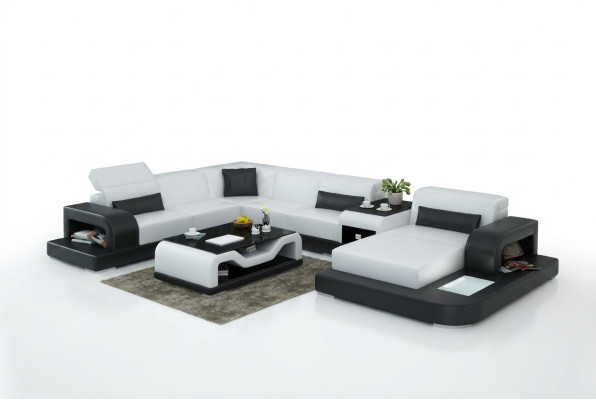 Narożnikowa kanapa Sofa + Podkładka USB Żywy krajobraz Narożnik tapicerowany Designerska sofa Sofa skórzana Nowość