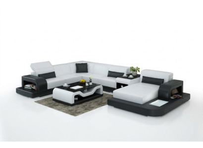 Narożnikowa kanapa Sofa + Podkładka USB Żywy krajobraz Narożnik tapicerowany Designerska sofa Sofa skórzana Nowość