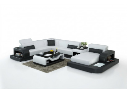 Narożnikowa kanapa Sofa + Podkładka USB Żywy krajobraz Narożnik tapicerowany Designerska sofa Sofa skórzana Nowość